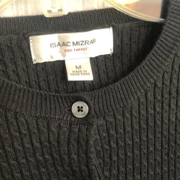 ISAAC MIZRAHI size M 2 black & white short sleeve button down sweater cardigans - Picture 3 of 10
